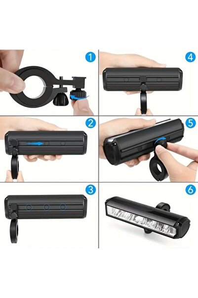 heugers Lumomax BEAM 6 Bisiklet Ön Far Led Bar – 1400 Lümen, 6 LED, Şarjlı, Gidon Montajlı