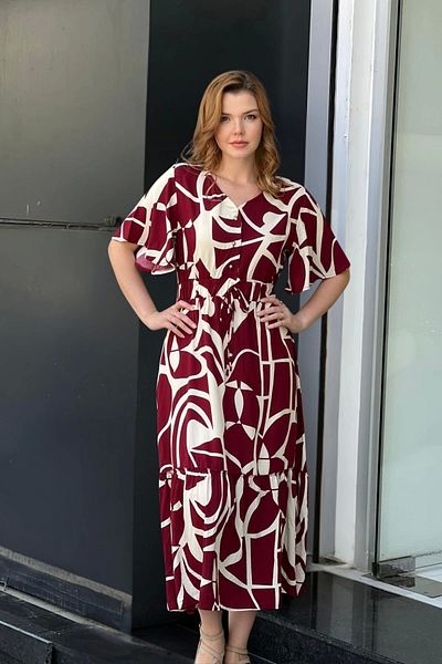 aytemas Patterned Collar Buttoned Dress