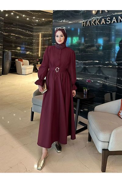 SSDESİNG Ala Poplin Dress Burgundy