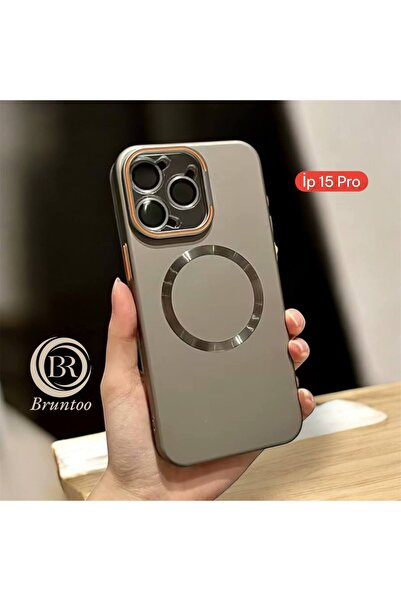 Apple Iphone 15 Pro Compatible Magnesium Series Stand Cover Magsafe Hard Case + Camera Lens Protection .