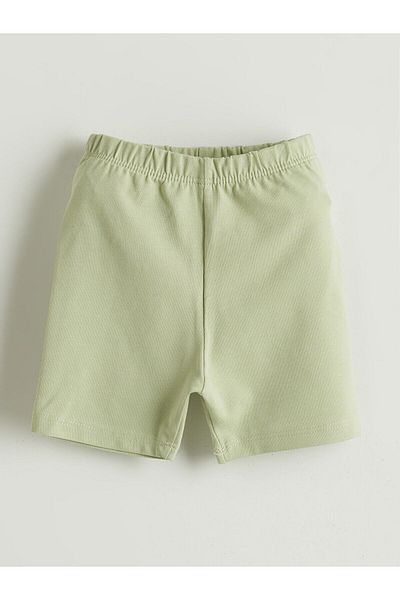 LC Waikiki Elastic Waist Combed Cotton Baby Girl Short Leggings 3-Piece