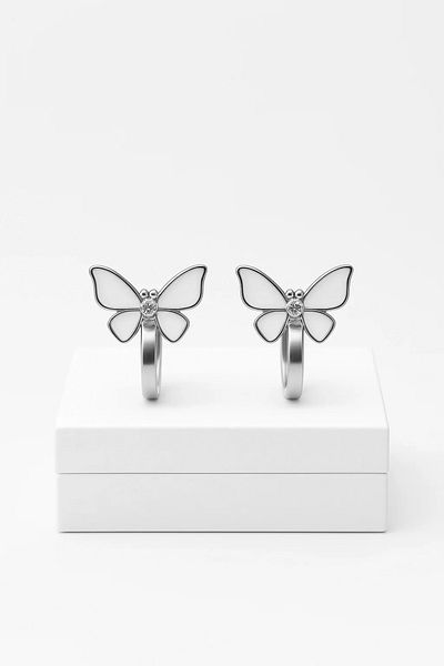 MakeWell Butterfly Design Compression No Piercing Earrings for Non-Pierced Ears