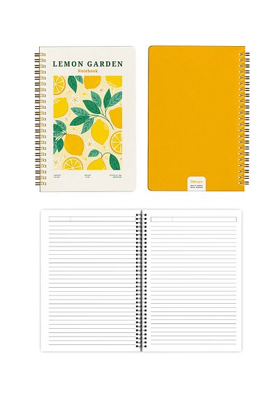 Notisyon A5 Spiral School Notebook Set of 2 1 Lined - 1 Unlined Notepad, 148 Pages, Latched, Lemon