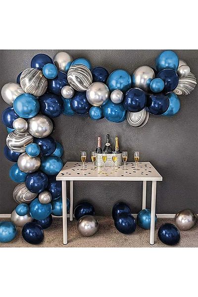 Baloane Vesele Kit Arcada 85 Baloane Albastre Silver Chrome ARC14