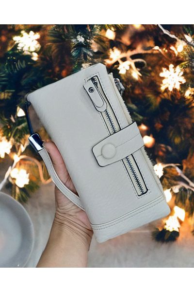 KY Women's Wallet Card Holder Cream a Quality Soft Leather Large Size