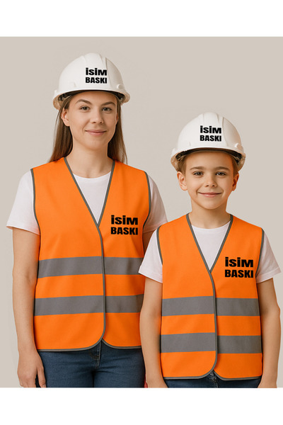 Teknik 1Pc Adult 1Pc Children's Warning Vest+2 Helmet (Please from Name Information Question Part)