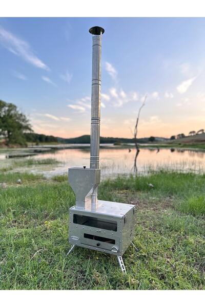 Realx Portatif Kuzineli Pelet&Odun Kamp , Piknik , Outdoor Sobası Paslanmaz Çelik Isı Göstergeli
