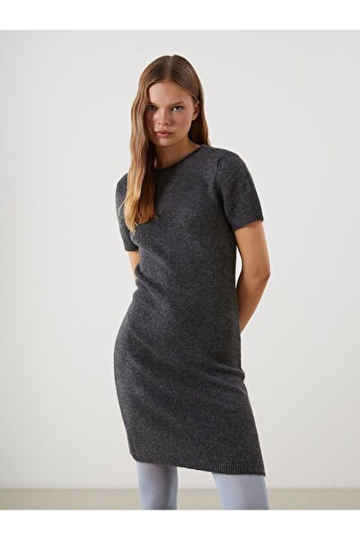 LC Waikiki Anthracite Crew Neck Women's Knitwear Dress