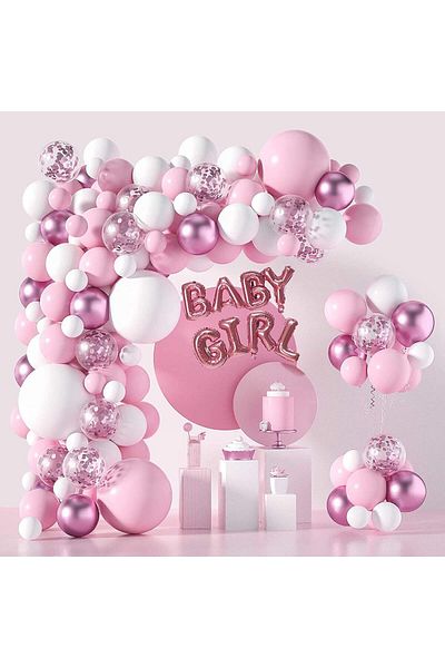 Baloane Vesele Baby Girl Baptism Balloon Arch 116 Pieces ARC42