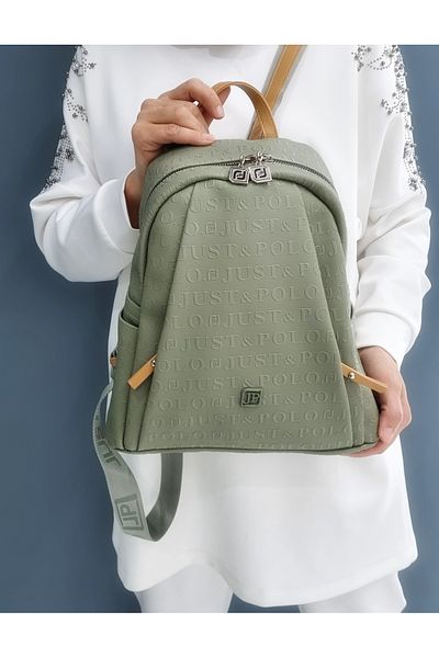 çantamgelsin Just Polo Women's 9 Compartment Embossed Printed Backpack