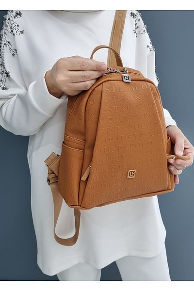 çantamgelsin Just Polo Women's 9 Compartment Embossed Printed Backpack