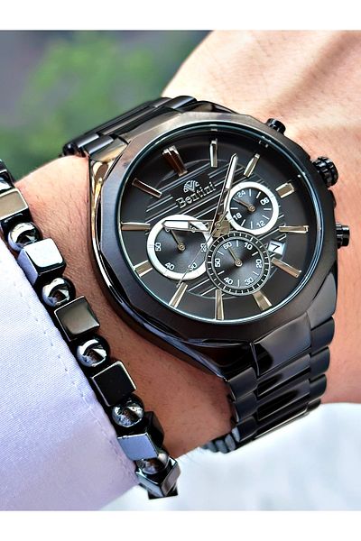 Bentini Men's Wristwatch – Multifunctional, Waterproof, Steel Band, 2 Years Warranty + Bracelet Gift