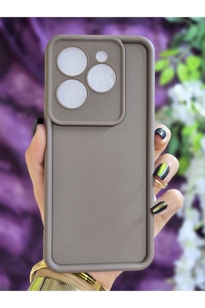 Magic Ring Tecno Spark 20 PRO Uyumlu Darbe Korumalı Köşe Destekli Mat Kahvere...