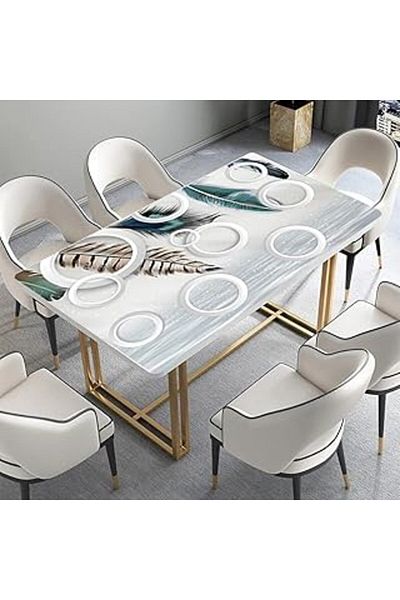 Mu Art Ahşap Stickerart Table Covering Foil Furniture Table Covering Foils Colorful Feathers Round