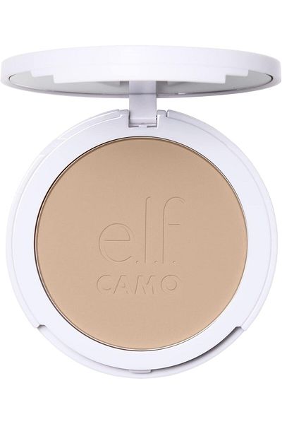 ELF Camo Powder Foundation, Primer-Infused Buildable & Long-Lasting Medium-to-Full Coverage - Light
