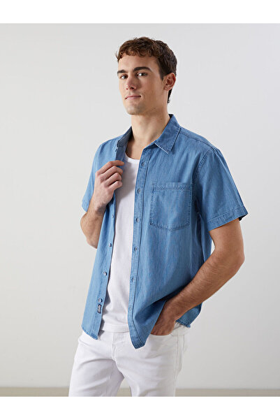 LC Waikiki Cămașă de blugi pentru bărbați, cu mânecă scurtă, croială normală,...