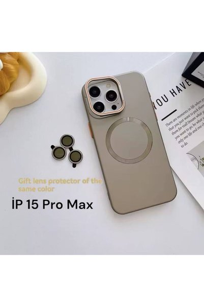 Bruntoo BR غطاء ماجنيوم متوافق مع هاتف ابل ايفون 15 برو ماكس، حافظة صلبة Magsafe + حماية عدسة الكاميرا.