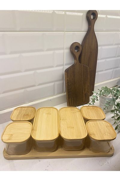 magical dreams 6-Piece Bamboo Breakfast Set - Breakfast Presentation Set with Glass Bowl & Wooden Stand
