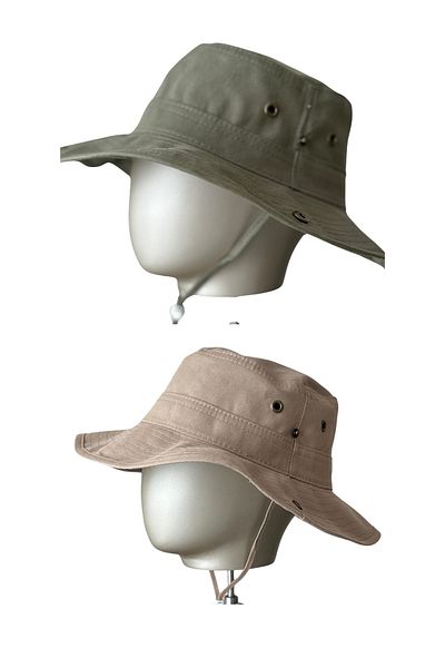 Amor Center 2 Pack Unisex Summer Safari Cowboy Foldable Hat with Ventilation Holes Linen/Cotton (2 Pieces)