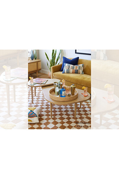 MERDEKORE ORTA SEHPA JAPON TARZ İKİLİ %100 DOĞAL AHŞAP MODERN