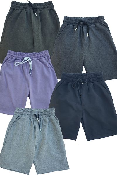 makiteks 5-Piece Boys Girls Shorts Set Cotton Shorts 5 6 7 8 9 10 11 12 13 14 Years Khaki Anthracite Lilac Black Gray