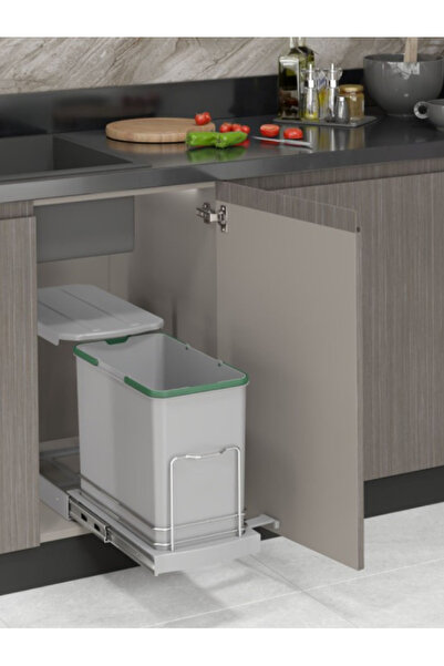 STARAX S-2571-g Tek Bölmeli Teleskopik Raylı Plastik Gövde Çöp Kovası 24 Lt.