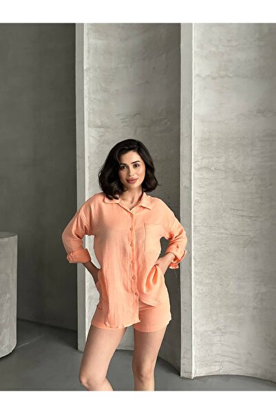 Bella Breeze Women's Linen Look Summer Shirt Shorts Two-Piece Set