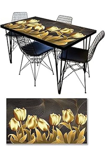 NETWORK ART Table Covering Foil Furniture Table Covering Foils Gold Flower