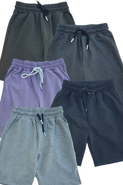 makiteks 5-Piece Boys Girls Shorts Set Cotton Shorts 5 6 7 8 9 10 11 12 13 14 Years Khaki Anthracite Lilac Black Gray