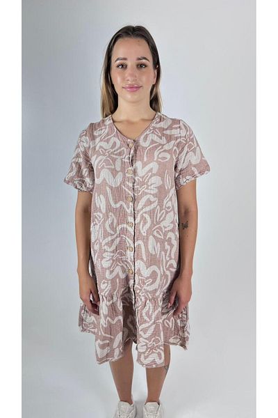 bomull textıle Jacquard Short Sleeve Muslin Dress