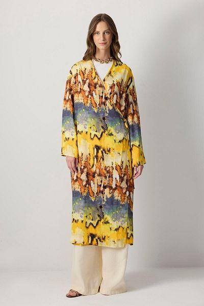 Touché Privé Kruvaze Patterned Kimono