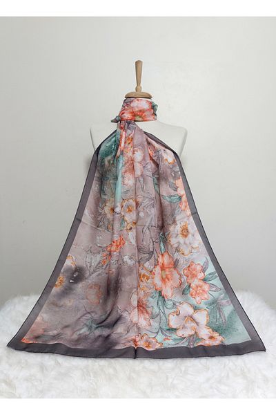 REMOMODA Patterned Soft Cotton Shawl Floral Model