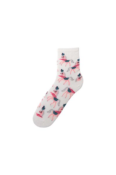 Katia&Bony Unicorn Patterned Girl's Socks - Ecru
