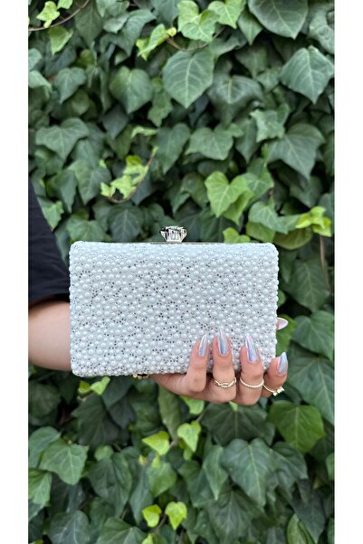 BRAVE BAG BEYAZ İNCİ DETAYLI ABİYE ÇANTA-08