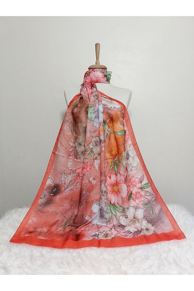 REMOMODA Patterned Soft Cotton Shawl Floral Model