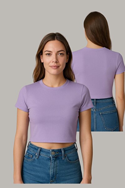 Seamoda Ποδηλατικό κοντομάνικο μπλουζάκι με ραβδώσεις LILA