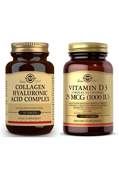 Solgar Hyaluronic Acid Collagen Complex 30 Tablet + Vitamin D3 1000ıu 100 Kapsül