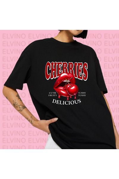 Elvino Trend Summer Design Printed Oversize Unisex Women/Men Crew Neck T-Shirt