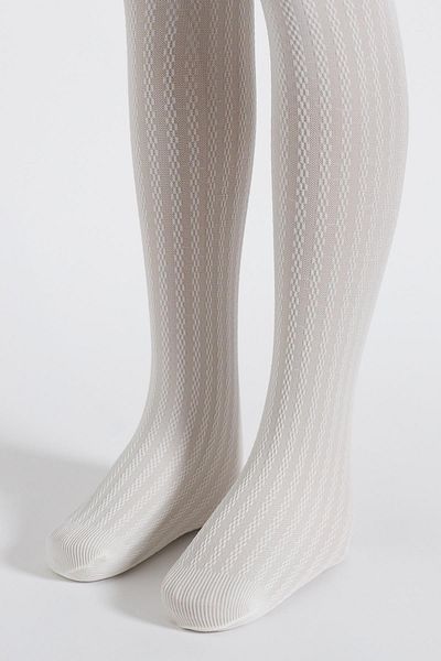 Katia&Bony Girl's 20 denier knitted patterned thin pantyhose ecru