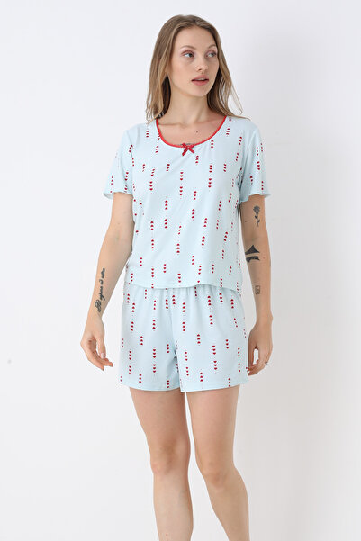 TURAY Set de pijamale albastre Bianca Charm cu pantaloni scurți