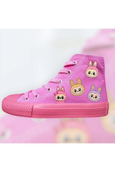 archiepet Pink Lacing Pink Sole Ugly Faces Anime Girls' Shoes