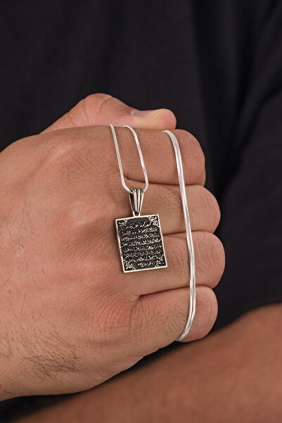 CAN SİLVER 925 Ayar Gümüş Dua Ayet Yazılı Gerçek Gümüş Erkek Kolye