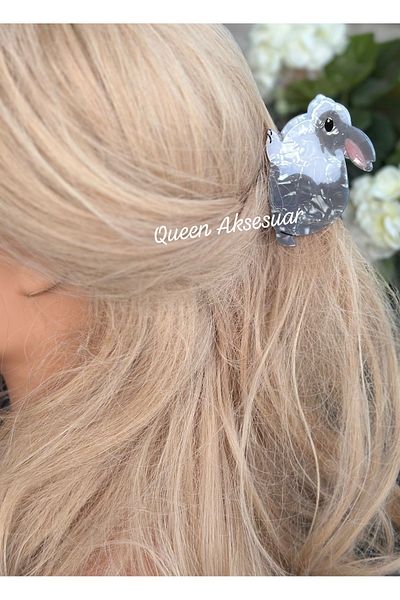 QUEEN AKSESUAR Luxury Pearlescent Shiny Cute Bone Rabbit Clothespin Buckle