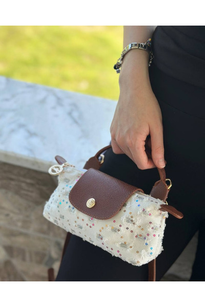 Nues Kadın Le pliage XS Pullu El ve Omuz Çantası