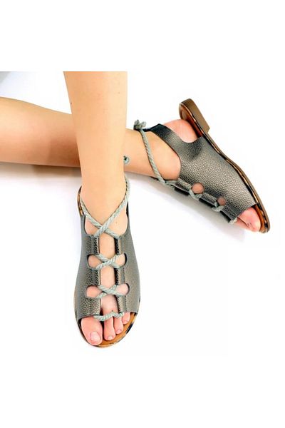 Gloryland Eco-leather sandals, size 39, dark gray