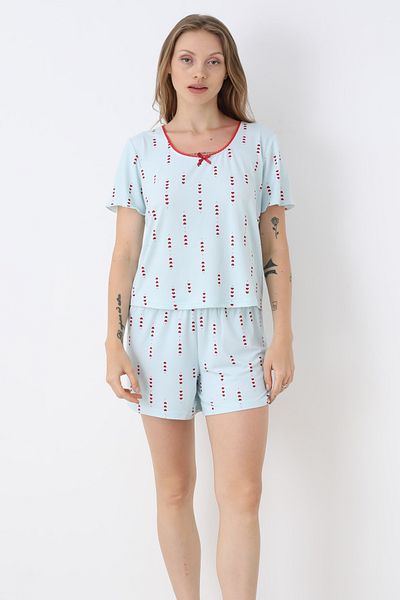 TURAY Set de pijamale albastre Bianca Charm cu pantaloni scurți