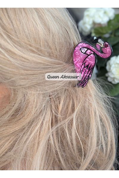 QUEEN AKSESUAR Luxury Pearlescent Bright Pink Bone Flamingo Thorn Buckle