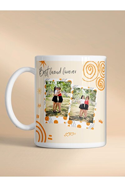 kuphane Fotoğraflı Arkadaşlık Kupası | Kız Arkadaşa Hediye | Çiçekli, Leoparl...