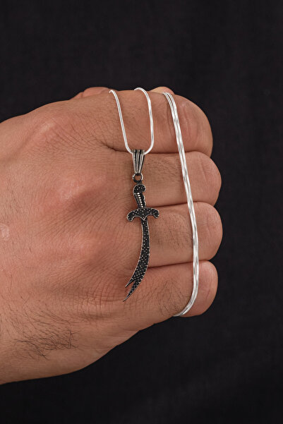 CAN SİLVER 925 Ayar Gümüş Zülfikar Kılıcı Gerçek Gümüş Erkek Kolye