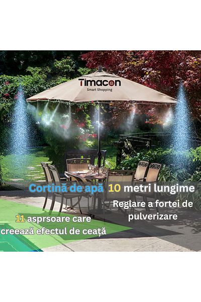 Tim Hose with 11 spray nozzles, mist effect, water flow adjustment, 10 m, black